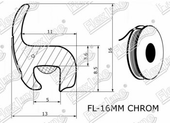 299 р. Универсальный уплотнитель FlexLine (16 mm U-LIP с хром полосой, 1 погонный метр) Alfa Romeo 145 930A дорестайлинг (1994-1999). Увеличить фотографию 2