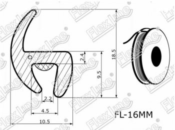 187 р. Универсальный уплотнитель FlexLine (16 mm, 1 погонный метр) Ford Mondeo Mk4,BD рестайлинг, седан (2010-2014). Увеличить фотографию 2