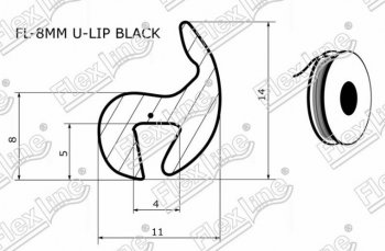 187 р. Универсальный уплотнитель FlexLine (жесткий профиль 8 mm U-LIP, 1 погонный метр) Opel Zafira С дорестайлинг (2011-2016). Увеличить фотографию 2