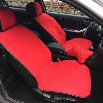 2 669 р. Универсальная накидка на сиденья Lord Autofashion Кристалл (трикотаж, 2 места) BMW X5 F15 (2013-2018) (Красный). Увеличить фотографию 2