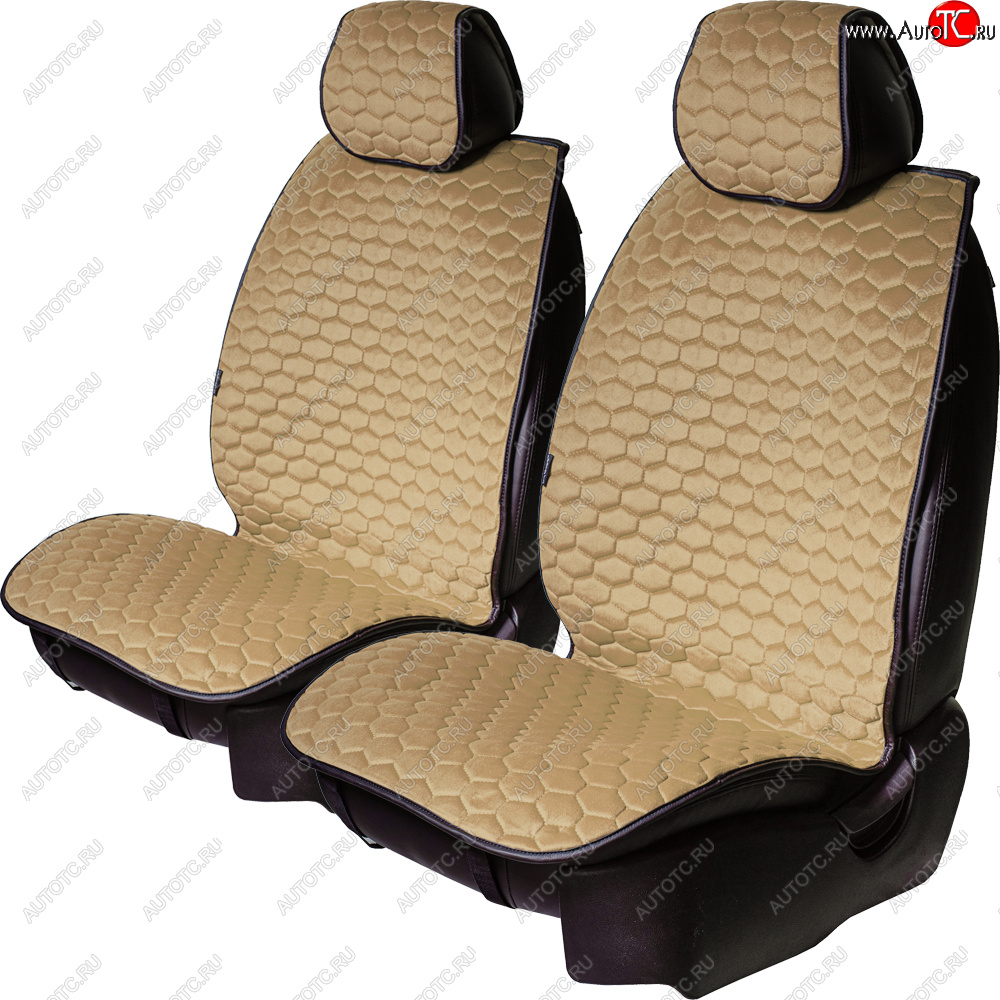 3 089 р. Комплект накидок на сиденья Lord Autofashion Тейлор (велюр, 2 места) Nissan Juke 1 YF15 дорестайлинг (2010-2014) (Бежевый 3630)