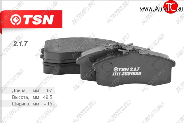 389 р. Комплект передних колодок дисковых тормозов TSN  Лада Ока 1111 (1988-2008)