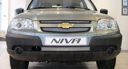 Защитная сетка на бампер Russtal (хром, 3 части) Chevrolet Niva 2123 дорестайлинг (2002-2008)