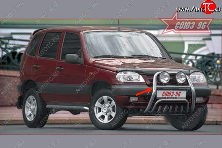 8 459 р. Защита переднего бампера Souz-96 (d60)  Chevrolet Niva  2123 (2002-2008), Лада 2123 (Нива Шевроле) (2002-2008)