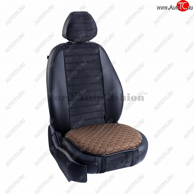 689 р. Подушка для сиденья универсальная Lord Autofashion Комфорт+ (велюр) Toyota Land Cruiser 100 дорестайлинг (1998-2002) (Коричневый)