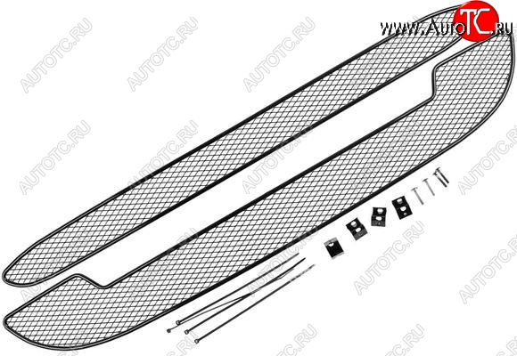 2 589 р. Сетка в воздухозаборник бампера Cross Arbori (10 мм)  Лада Калина  2194 универсал (2014-2018) (Хром)